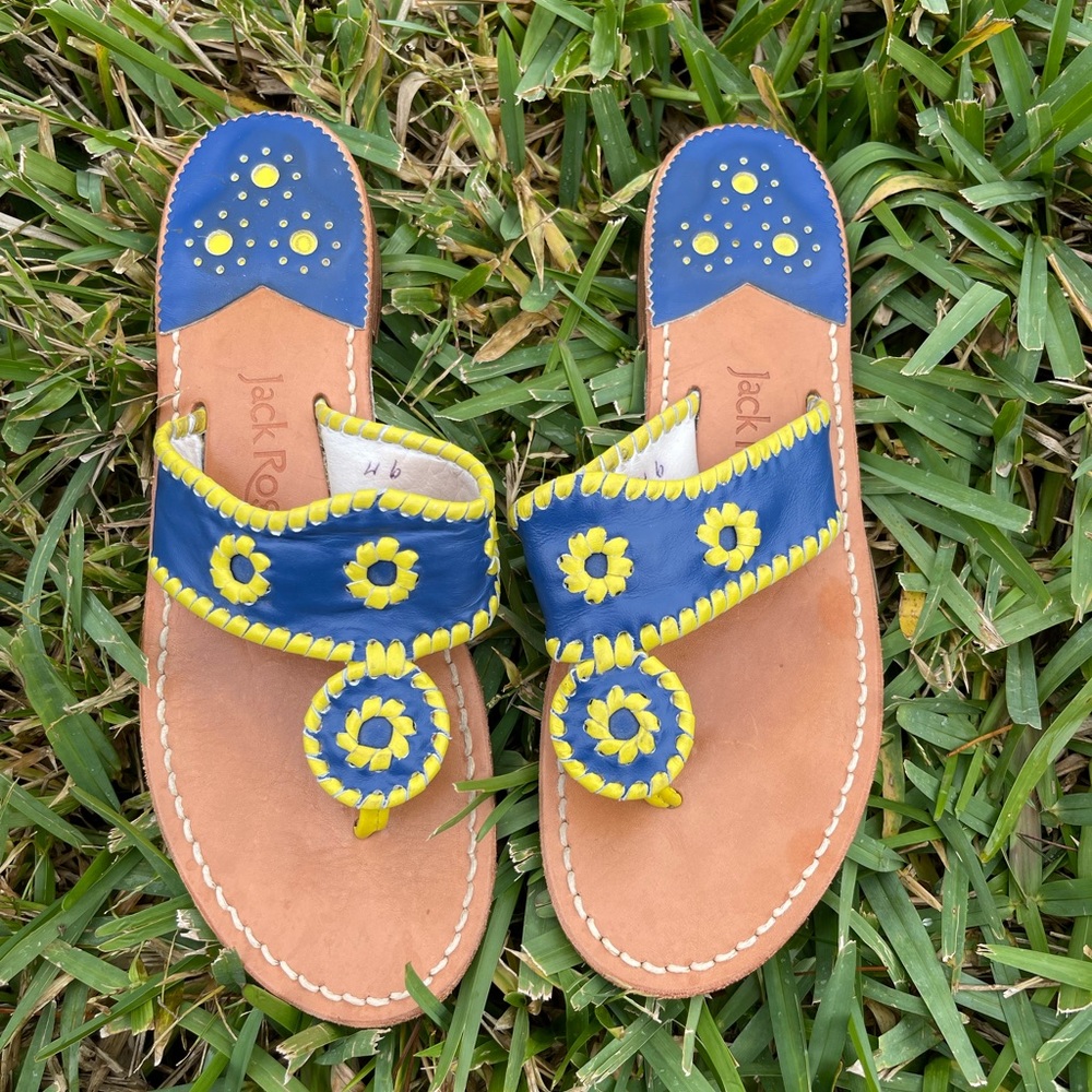 Jack Rogers USA 9M blue and yellow flats. Good used condition-a lot of life left